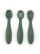 Petite&Mars Szilikon gyakorló kanál szett, 3 db, Take&Match, Misty Green, 6 hó+