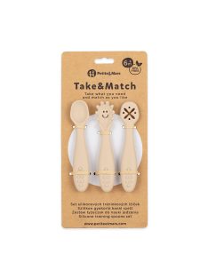   Petite&Mars Szilikon gyakorló kanál szett, 3 db, Take&Match, Desert Sand, 6 hó+