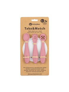   Petite&Mars Szilikon gyakorló kanál szett, 3 db, Take&Match, Dusty Rose, 6 hó+