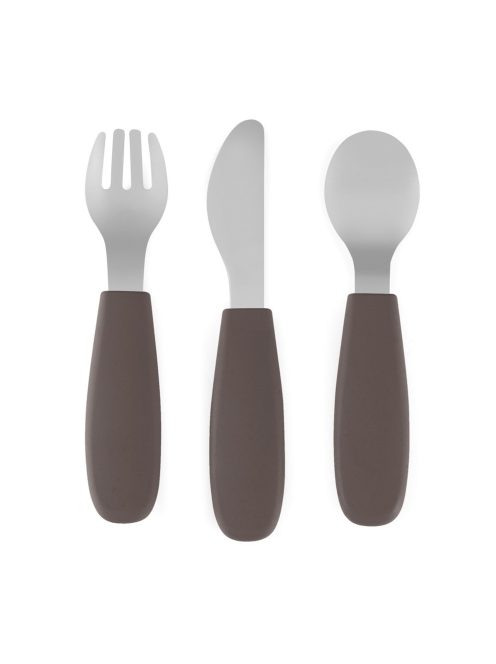 Petite&Mars Rozsdamentes acél evőeszközkészlet Take&Match Bitter Cocoa 12m+