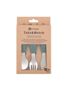   Petite&Mars Rozsdamentes acél evőeszközkészlet Take&Match Misty Green 12m+