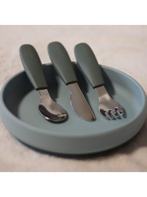 Petite&Mars Rozsdamentes acél evőeszközkészlet Take&Match Misty Green 12m+