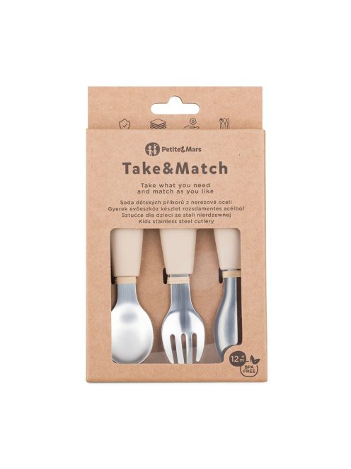 Petite&Mars Rozsdamentes acél evőeszközkészlet Take&Match Desert Sand 12m+