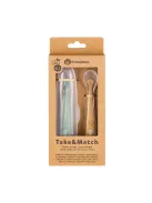 PETITE&MARS Szilikon kanálkák tokkal 2 db-os készlet Take&Match Pea - Ochre 6m+