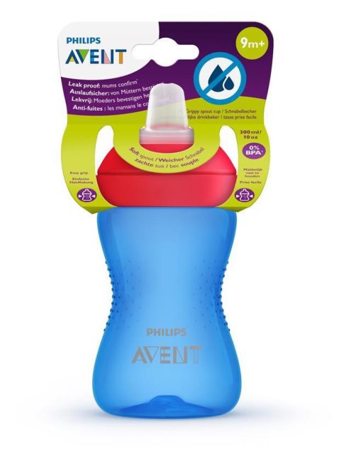 Avent SCF802/01 Puha harapásálló csorös pohár, 300 ml, kék