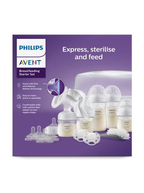 Philips Avent Kézi mellszívó kezdő szett, Natural Response, mikrohullámú sterilizátorral