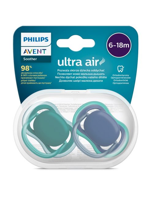 Avent SCF085/31 Játszócumi Ultra air neutral 6-18hó fiús kék, 2db