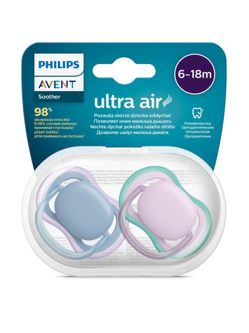 Avent SCF085/34 Játszócumi Ultra air neutral 6-18hó lányos kék, 2db