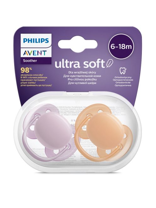 Avent SCF091/33 Játszócumi Ultrasoft Premium neutral 6-18hó lányos, 2 db