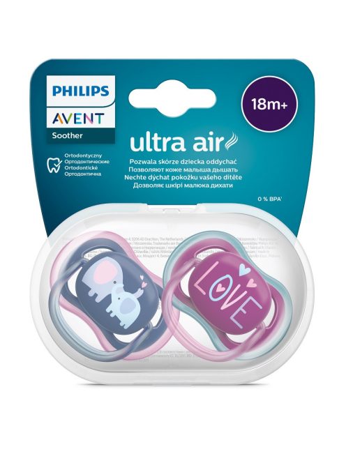 Avent SCF349/22 játszócumi Ultra air 18hó+ lányos (elefánt), 2db