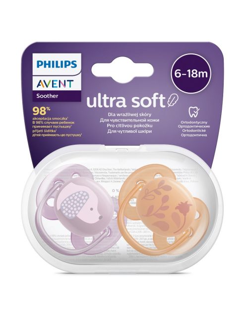 Avent SCF091/18 lányos, állatos játszócumi, ultrasoft premium, 6-18 hó, 2 db