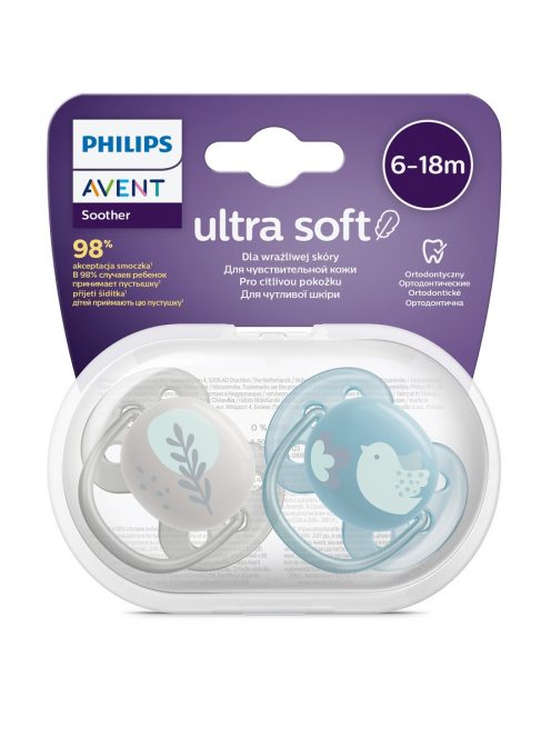 Avent SCF091/15 állatos, fiús játszócumi, ultrasoft premium, 6-18 hó, 2 db