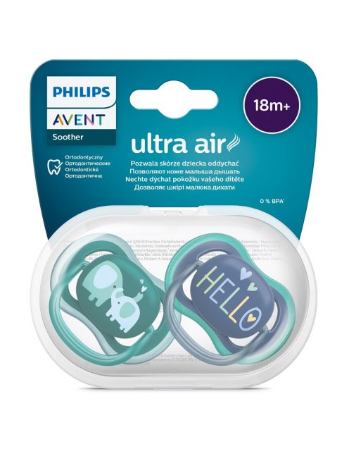 Avent SCF349/18 Játszócumi Ultra air 18hó+ fiús (elefánt), 2db