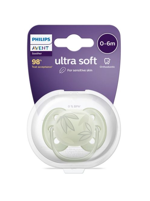 Avent SCF092/02 Ultrasoft premium, zöld játszócumi, 0-6 hó, 1 db