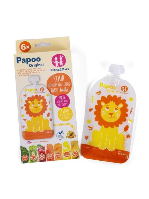 Petite&Mars Papoo Original tasak bébiételekhez, lion, 6 db