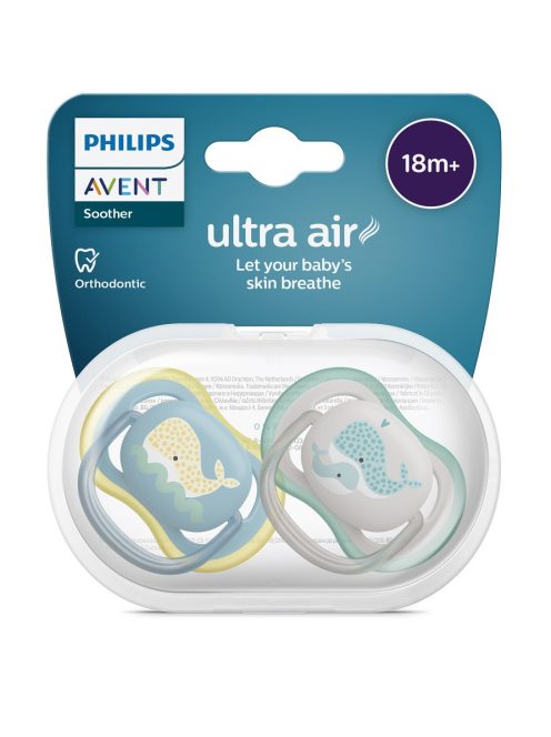 Philips Avent Játszócumi, Ultra Air, mintás, 18 hó+, (bálna), 2db