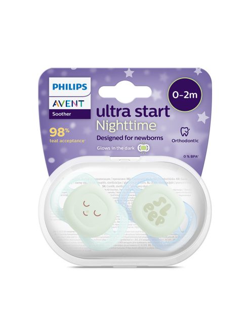 Philips AVENT SCF075/08 Játszócumi ultra start éjszakai 0-2hó 2 db - fiús