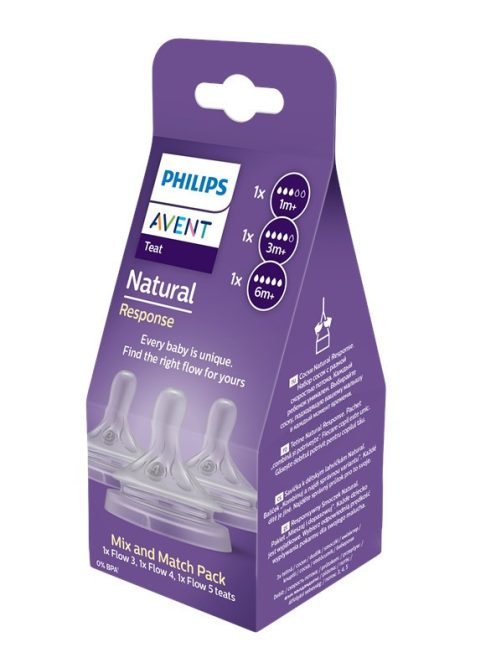 Philips AVENT SCY960/03 Natural Response etetőcumi mix 1hó+,3hó+,6hó+, 3 db