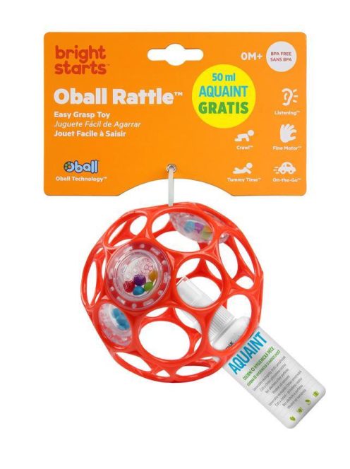 Oball Rattle Játék, 10 cm, orange, 0 hó+, + AJÁNDÉK Aquaint, 50ml