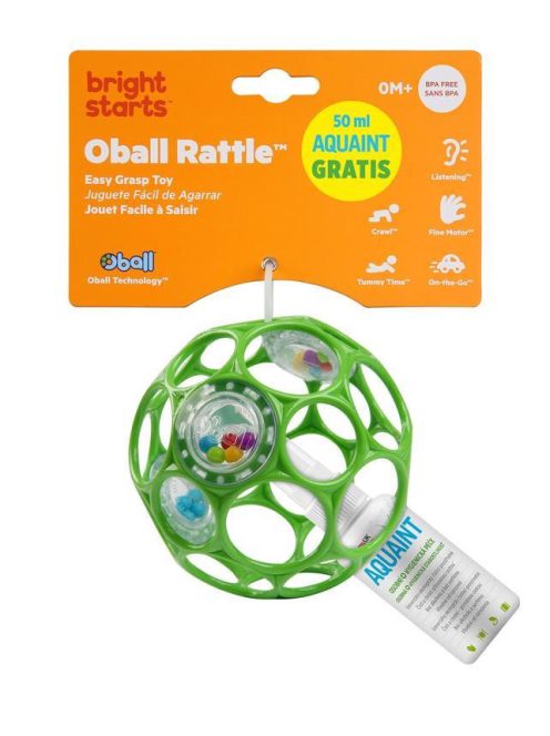 Oball Rattle Játék, 10 cm, seafoam, 0 hó+, + AJÁNDÉK Aquaint, 50ml