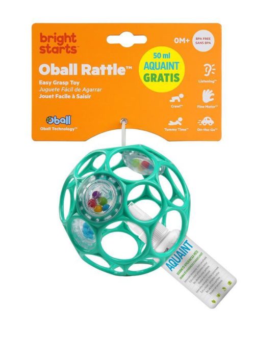 Oball Rattle Játék, 10 cm, dark turquoise, 0 hó+, + AJÁNDÉK Aquaint, 50ml