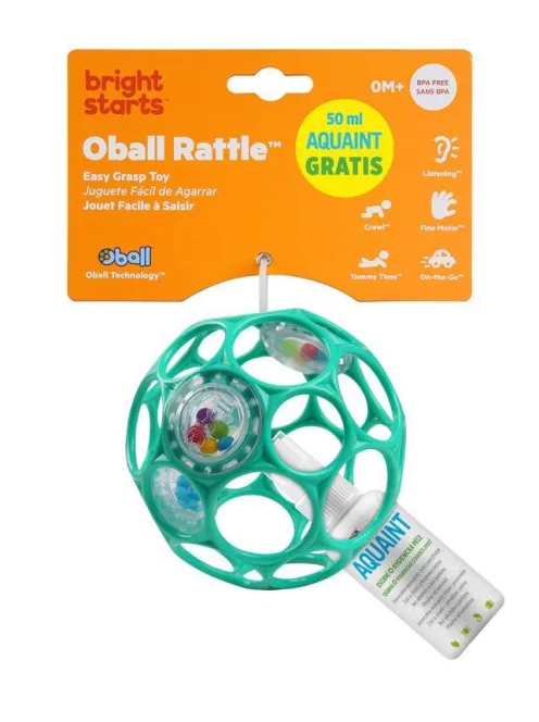 OBALL Csörgő Játék, 10 cm, dark turquoise, 0 hó+, + AJÁNDÉK Aquaint, 50ml