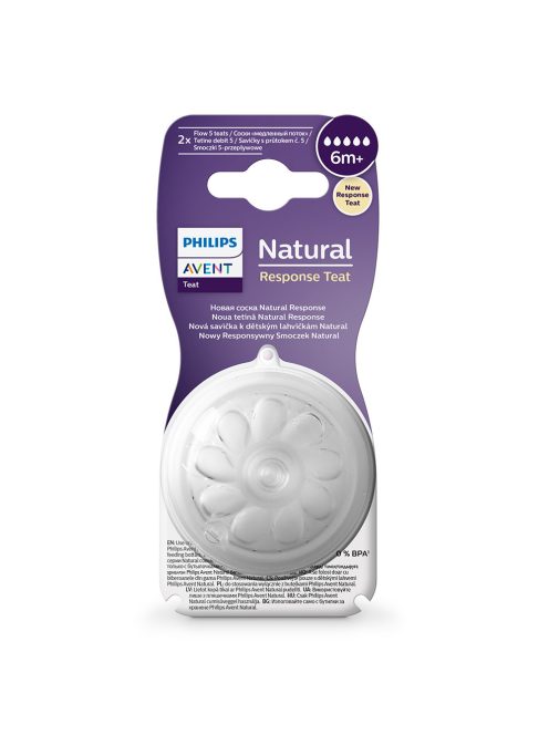 Avent SCY965/02 Natural Response etetőcumi, 5. gyors átfolyású, 6 hó+, 2 db