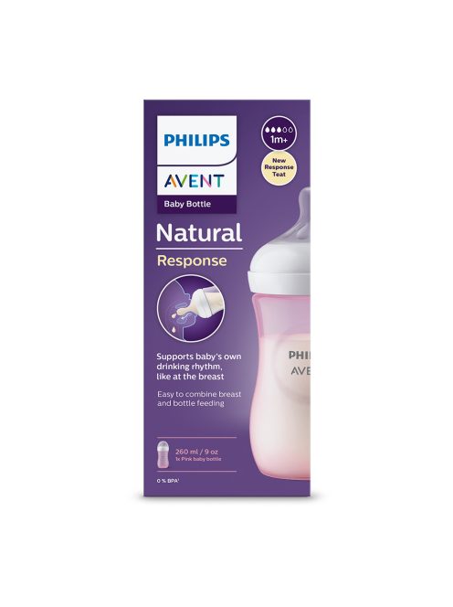 Avent SCY903/11 Natural Response cumisüveg 260 ml, 1hó+, rózsaszín