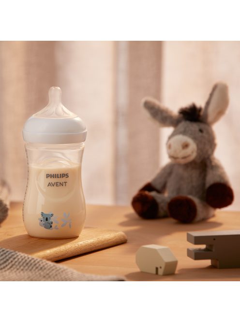 Avent SCY903/67 Natural Response koala mintás cumisüveg, 260 ml, 1 hó+