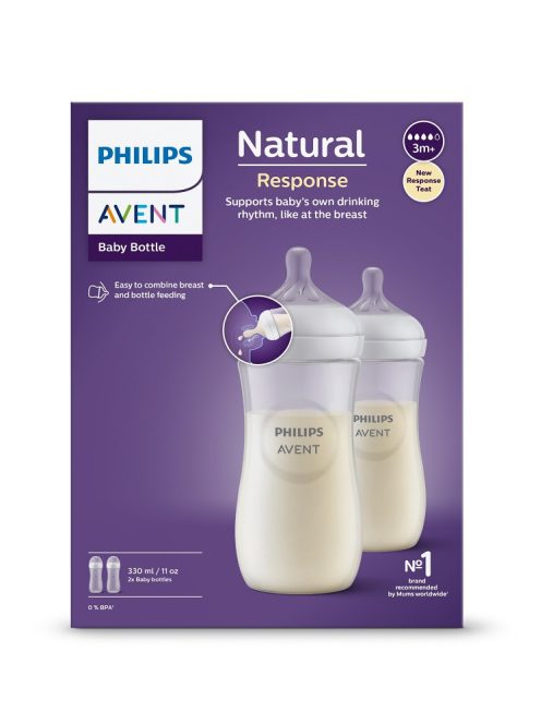 Avent SCY906/02 Natural Response cumisüveg, 330 ml, 3 hó+, 2 db