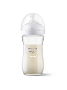   Avent SCY933/01 Natural Response üvegből készült cumisüveg 240 ml, 1 hó+