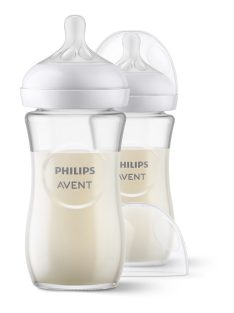   Avent SCY933/02 Natural Response üvegből készült cumisüveg, 240 ml, 1 hó+ 2 db