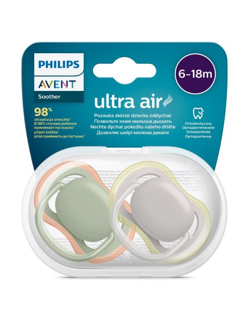 Philips Avent Játszócumi, Ultra Air, 6-18 hó, neutral, 2 db