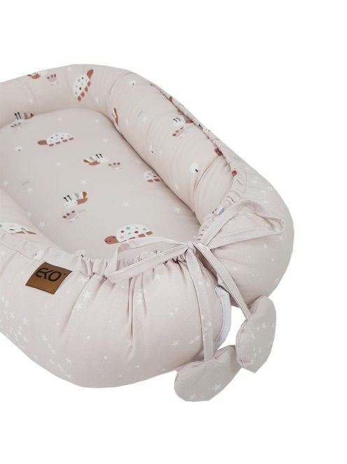 EKO Kétoldalas pamut babafészek Méhek Csillagok 90x60 cm - Bézs