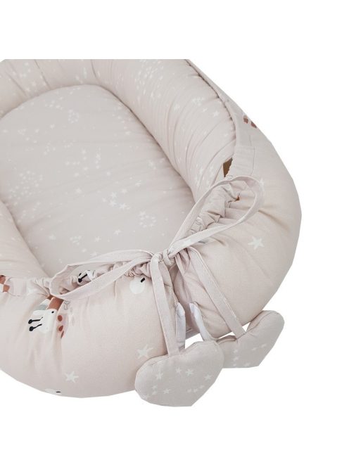 EKO Kétoldalas pamut babafészek Méhek Csillagok 90x60 cm - Bézs