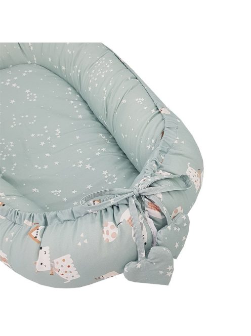 EKO Kétszínű pamut babafészek Dogs Stars 90x60 cm - Mint