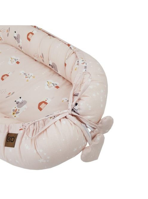 EKO Bölcső kétoldalas pamut 90x60 cm - My farm Stars Powder pink
