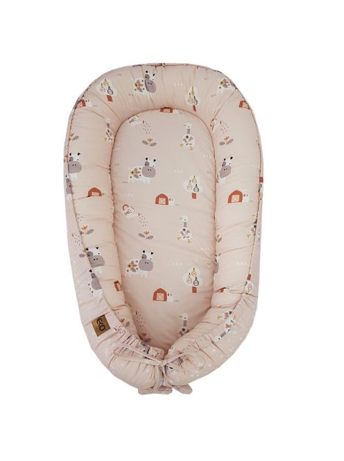 EKO Bölcső kétoldalas pamut 90x60 cm - My farm Stars Powder pink