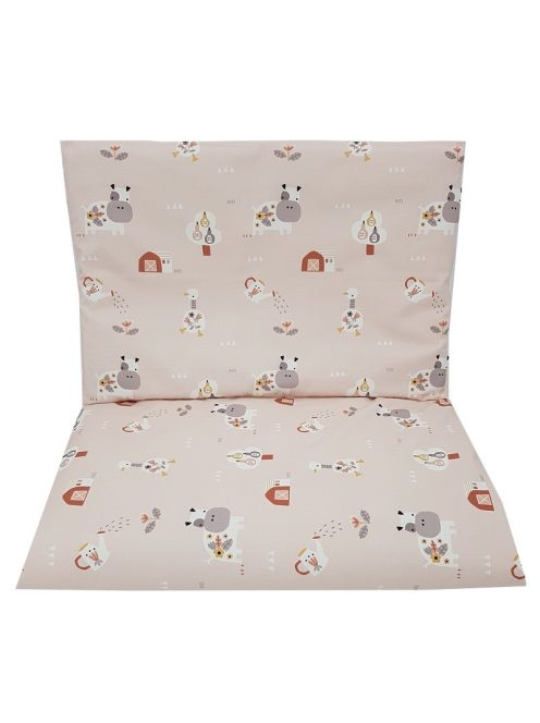 EKO Ágynemű 2 részes pamut My farm Powder pink mintával 40x60 cm, 90x120 cm