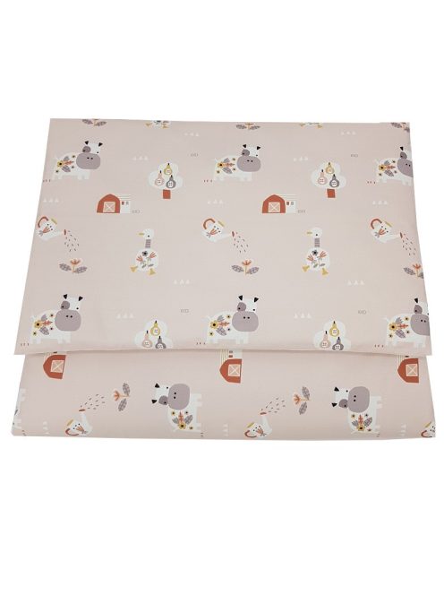 EKO Ágynemű 2 részes pamut My farm Powder pink mintával 40x60 cm, 90x120 cm