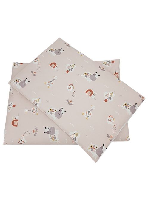 EKO Ágynemű 2 részes pamut My farm Powder pink mintával 40x60 cm, 90x120 cm