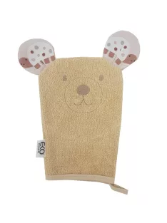   EKO Pamut frottír fürdetőkesztyű fülekkel Bear 20x15 cm - Beige