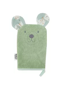   EKO Pamut frottír fürdetőkesztyű fülekkel Bear 20x15 cm - Olive green