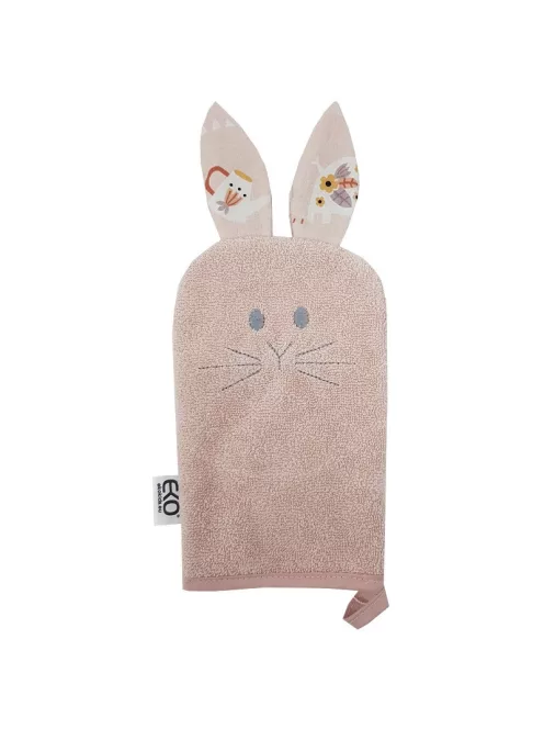 EKO Pamut frottír fürdetőkesztyű fülekkel Bunny 20x15 cm - Rose pink
