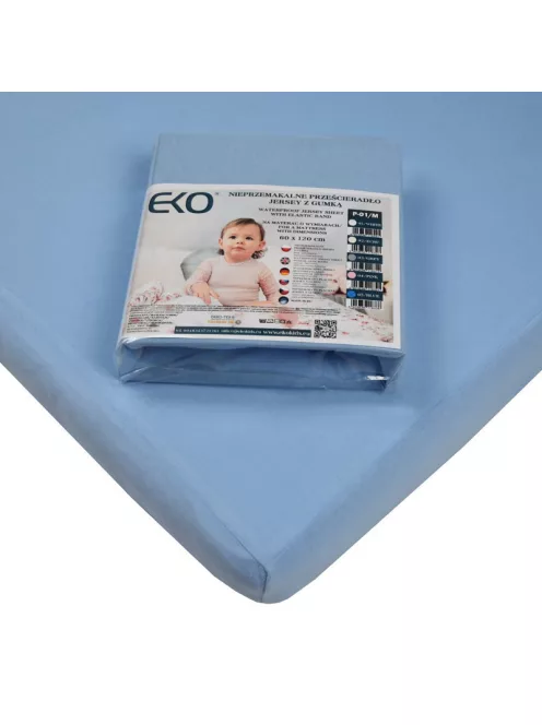 EKO Vízálló gumis lepedő, Jersey, kék, 120x60 cm