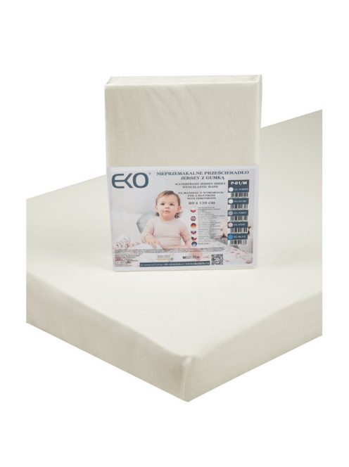 EKO Vízálló gumis lepedő, Jersey, bézs, 120x60 cm