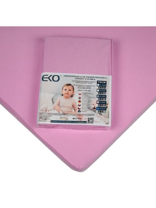 EKO Vízálló gumis lepedő, Jersey, rózsaszín, 120x60 cm