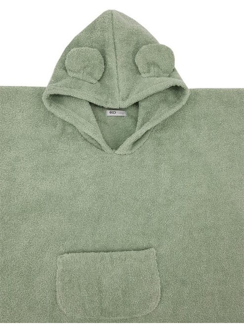 EKO Poncsó pamutból kapucnival és fülekkel 75x120 cm - Olive green