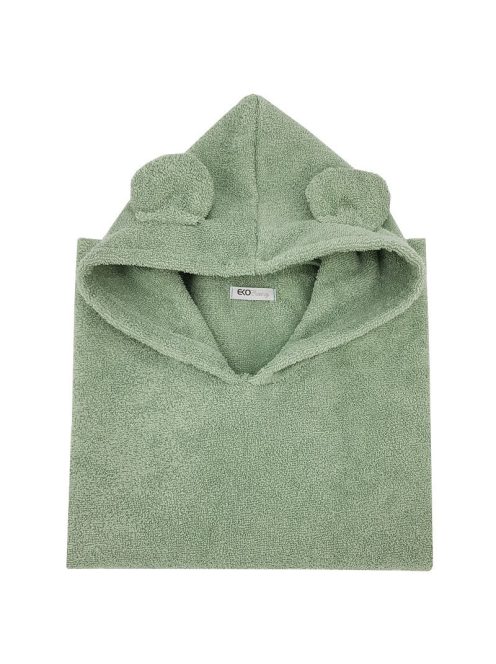 EKO Poncsó pamutból kapucnival és fülekkel 75x120 cm - Olive green