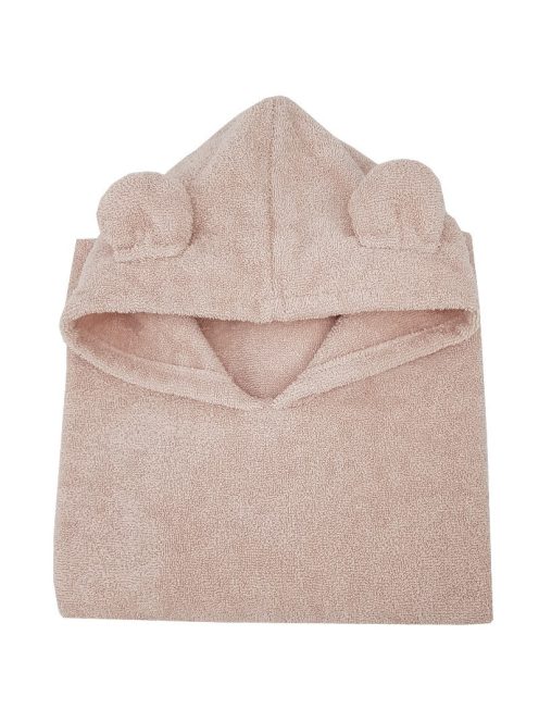 EKO Poncso pamutból kapucnival és fülekkel 75x120 cm - Powder pink